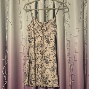 SHEIN Cream Mini Dress with Black Botanical Print